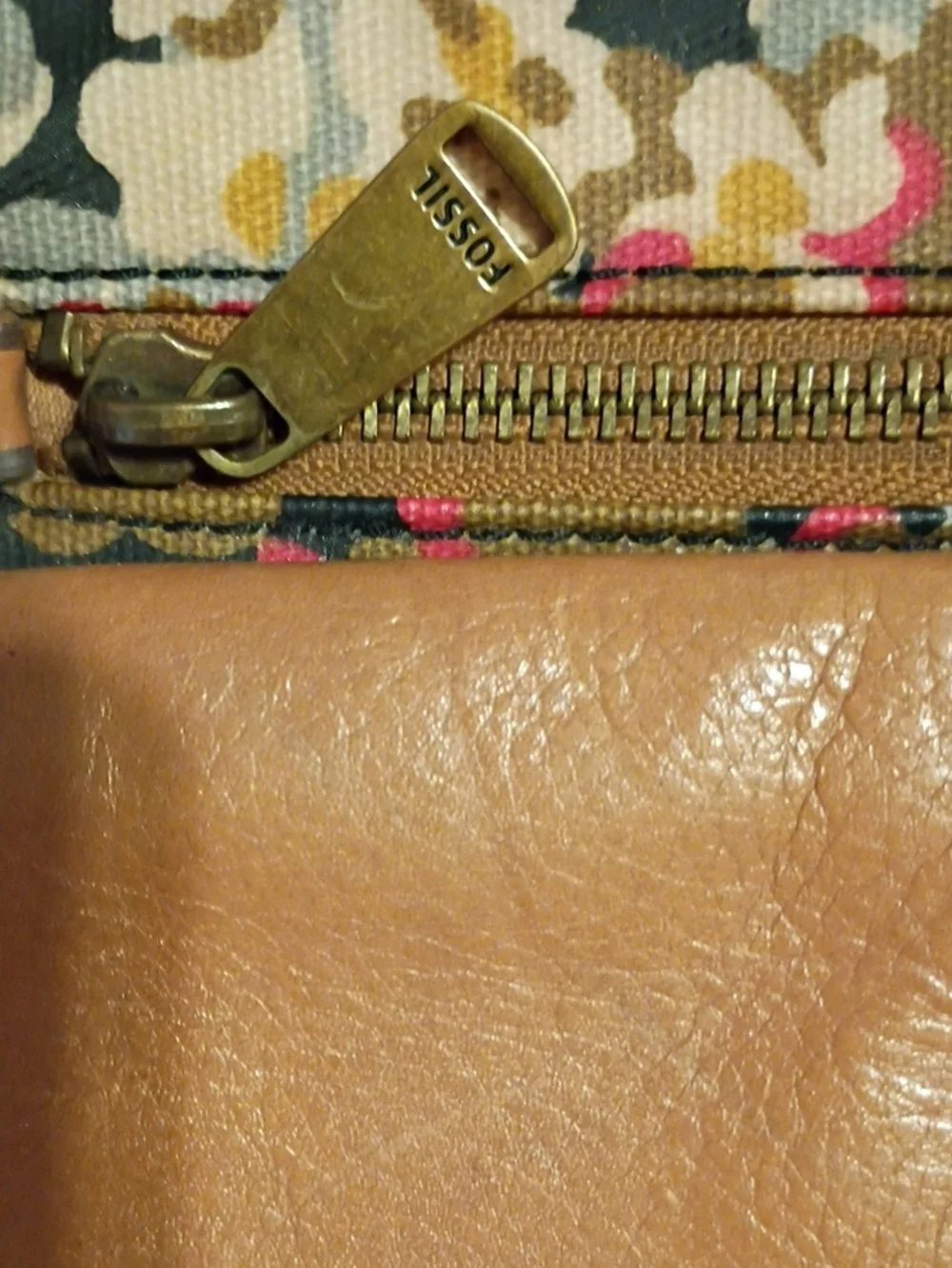 Fossil Tan Floral Crossbody Bag
